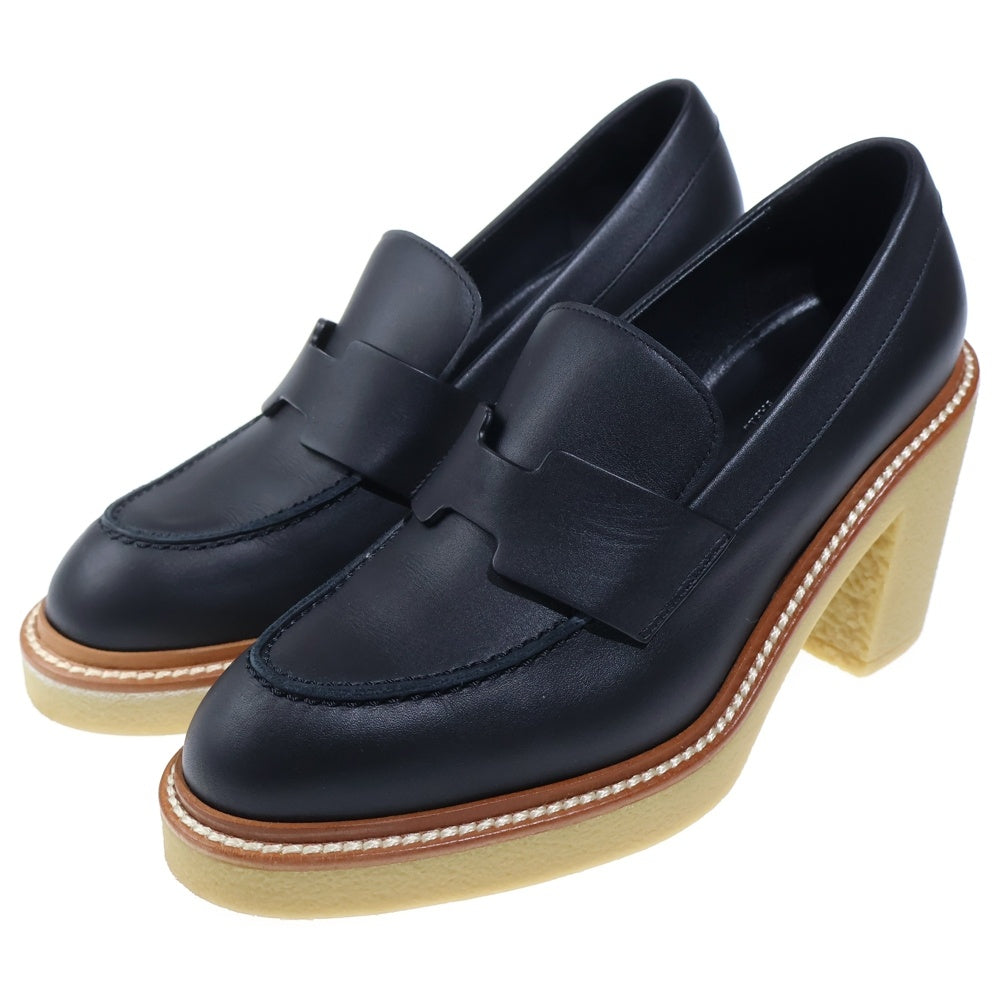 HERMES(エルメス) モカシン ディディ レザー ヒール ローファー ブラック レディース