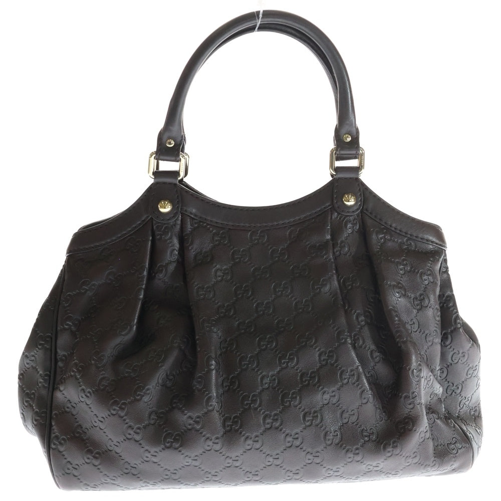 GUCCI(グッチ) グッチシマ ハンドバッグ 肩掛けバッグ ダークブラウン レザー 211944 ゴールド金具 レディース