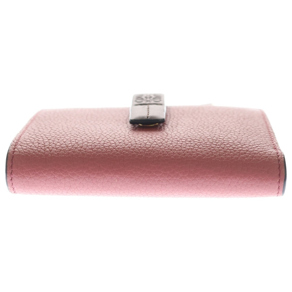LOEWE(ロエベ) バーティカル コンパクトジップ 二つ折り財布 コンパクトウォレット ピンク×ブラウン レザー ゴールド金具 レディース