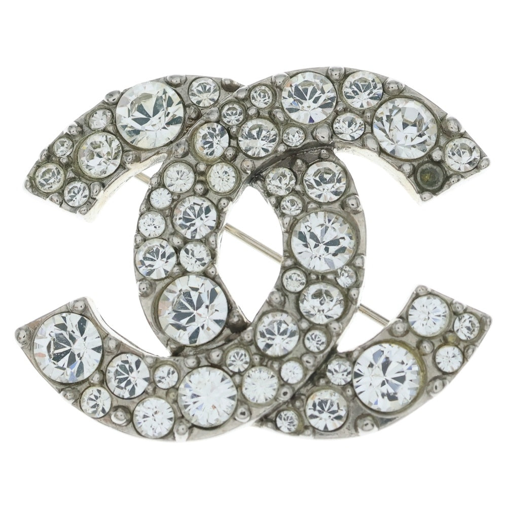 CHANEL(シャネル) ココマーク ラインストーン ブローチ ピンバッジ シルバー A22654