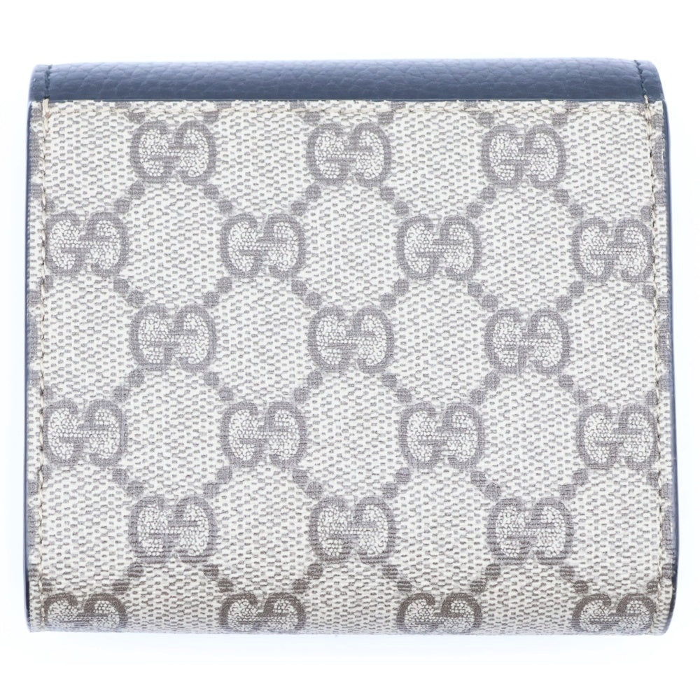 GUCCI(グッチ) GGマーモント GGスプリーム PVC レザー コンパクトウォレット 三つ折り 財布 ブラック/ベージュ 598587 レディース