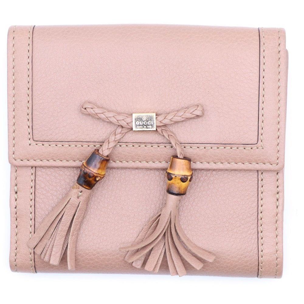 GUCCI(グッチ) バンブー レザー コンパクトウォレット 二つ折り財布 ベージュ 269984 レディース