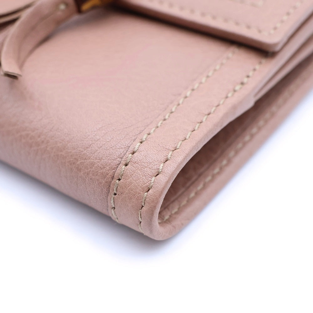 GUCCI(グッチ) バンブー レザー コンパクトウォレット 二つ折り財布 ベージュ 269984 レディース