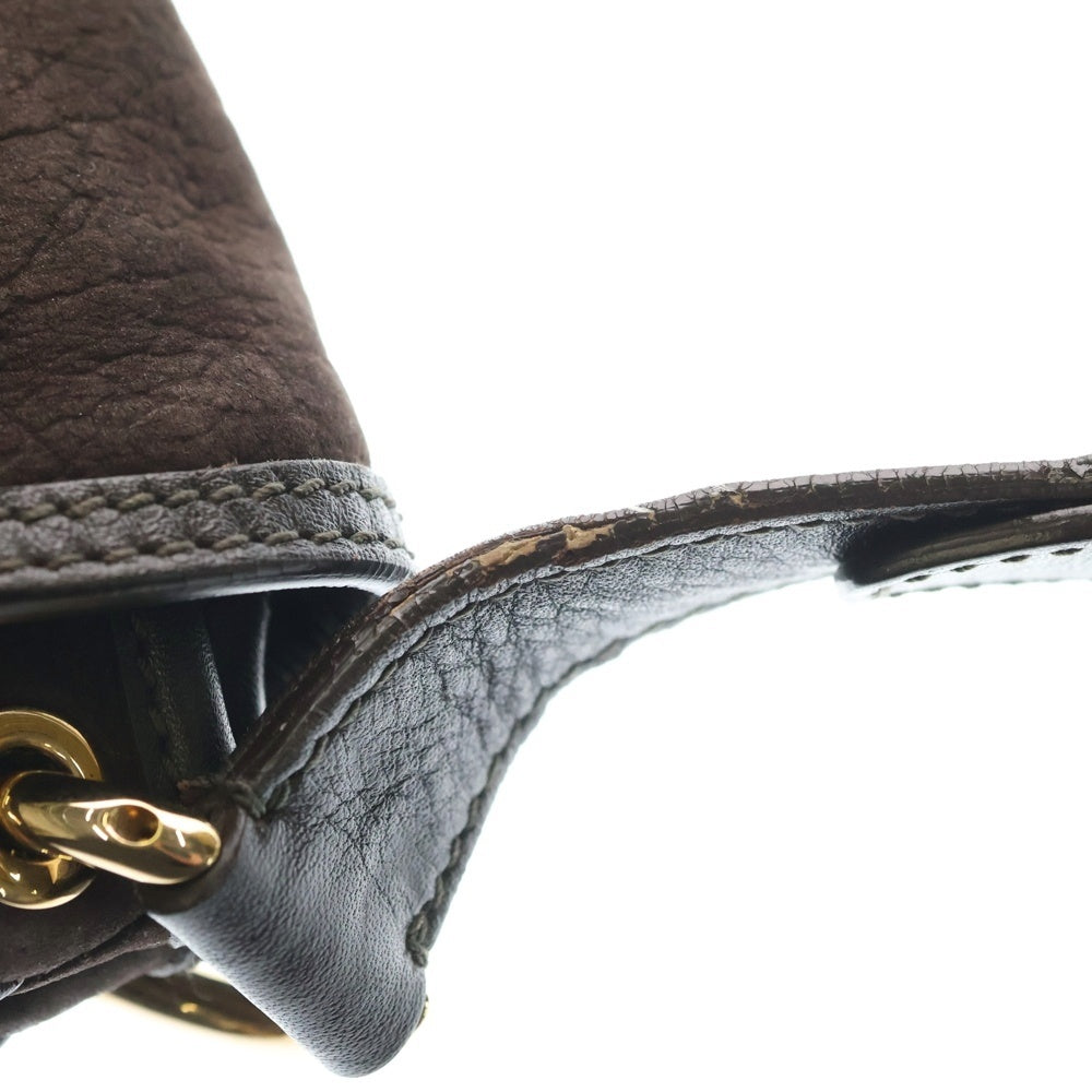 Salvatore Ferragamo(サルヴァトーレ フェラガモ) ガンチーニ スエードレザー ワンショルダーバッグ ゴールド金具 ブラウン レディース