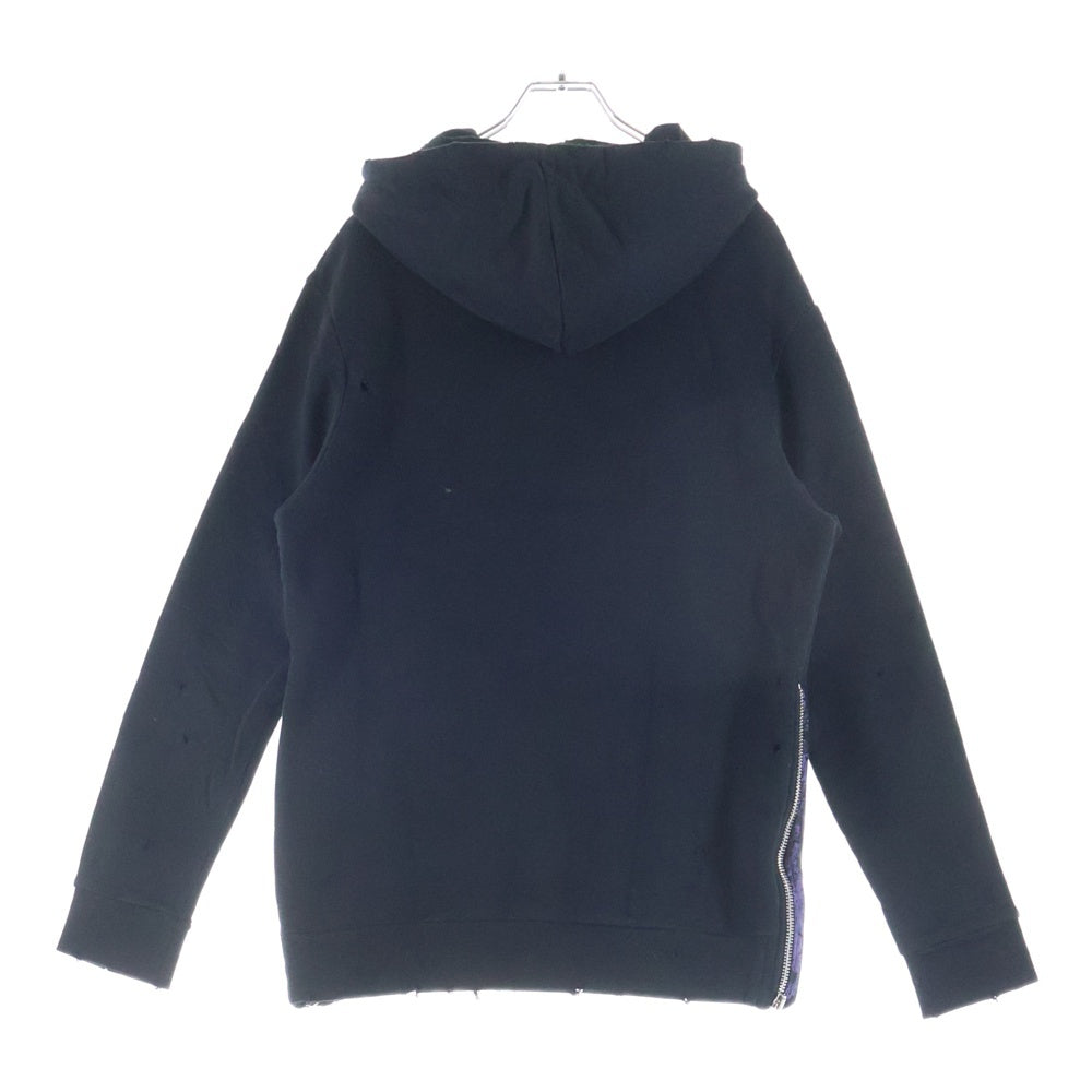 BALMAIN(バルマン) ■Cuba デストロイ加工 プルオーバーパーカー ブラック コットン #XS RH13209I048