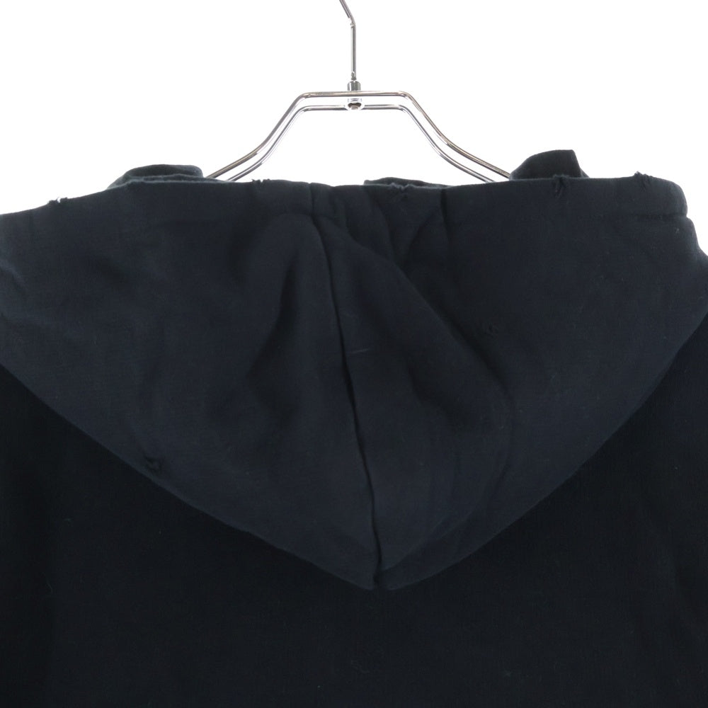 BALMAIN(バルマン) ■Cuba デストロイ加工 プルオーバーパーカー ブラック コットン #XS RH13209I048