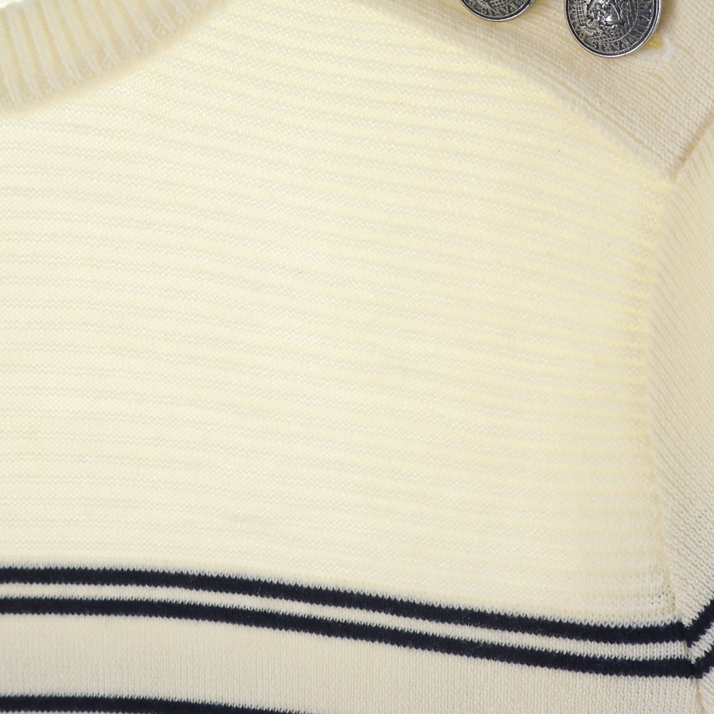 BALMAIN(バルマン) ■ショルダーボタン ボーダーニット アイボリー ウール #XS W8H6222M246