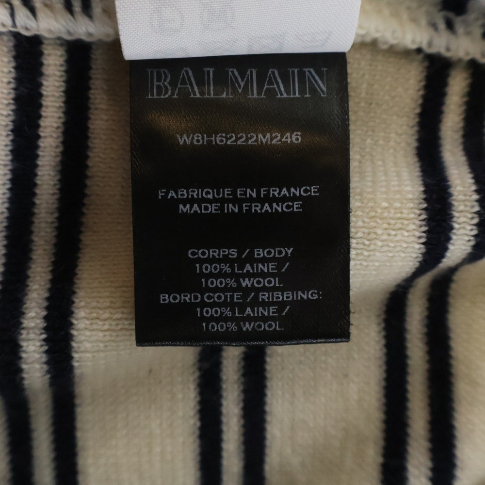 BALMAIN(バルマン) ■ショルダーボタン ボーダーニット アイボリー ウール #XS W8H6222M246