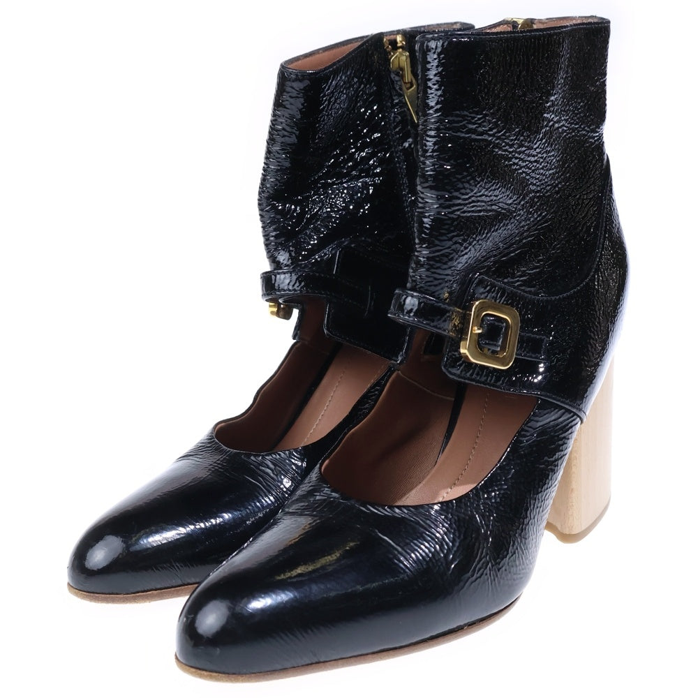 MARNI(マルニ) ■パテントレザー サイドジップ アンクルブーツ ブラック 36 レディース