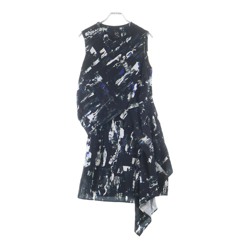 Alexander McQueen(アレキサンダーマックイーン) ■ペイントプリント ノースリーブワンピース ドレス ブラック/ブルー 380341 RFF18 レディース
