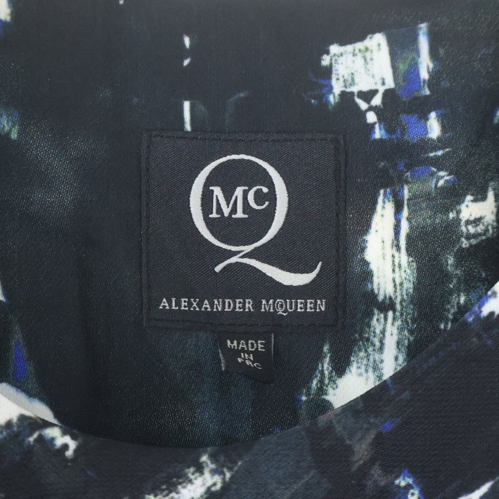 Alexander McQueen(アレキサンダーマックイーン) ■ペイントプリント ノースリーブワンピース ドレス ブラック/ブルー 380341 RFF18 レディース