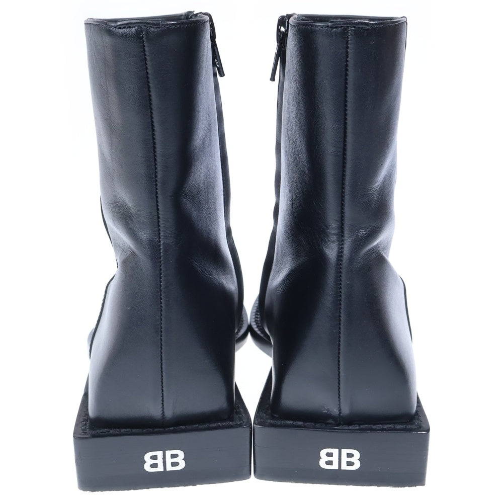 BALENCIAGA(バレンシアガ) ■BBロゴ スクエアトゥ サイドジップ アンクルブーツ ブラック 616349 レディース