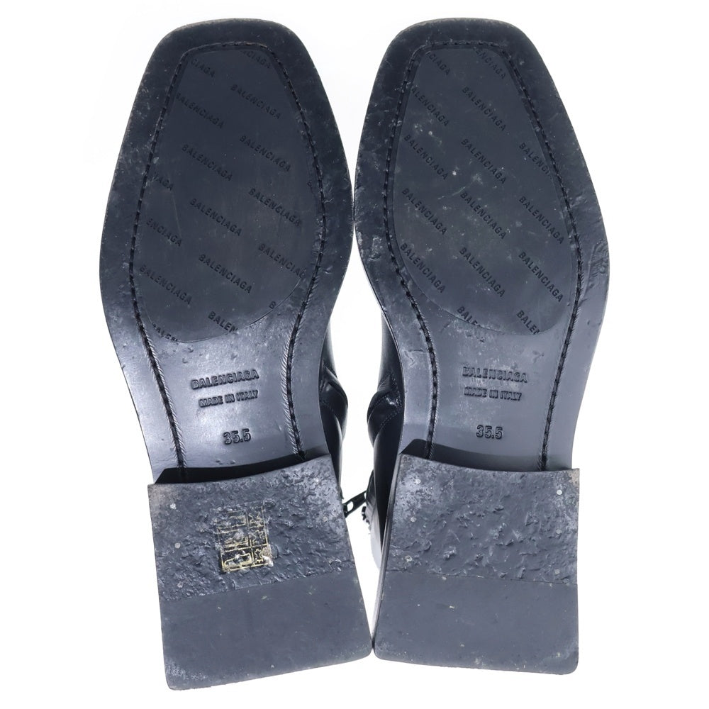 BALENCIAGA(バレンシアガ) ■BBロゴ スクエアトゥ サイドジップ アンクルブーツ ブラック 616349 レディース