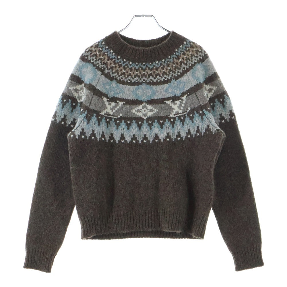 LOUIS VUITTON(ルイヴィトン) グラフィック シグネチャー ノルディック柄 プルオーバーニット セーター ブラウン RW261WW CA3 FUKL25