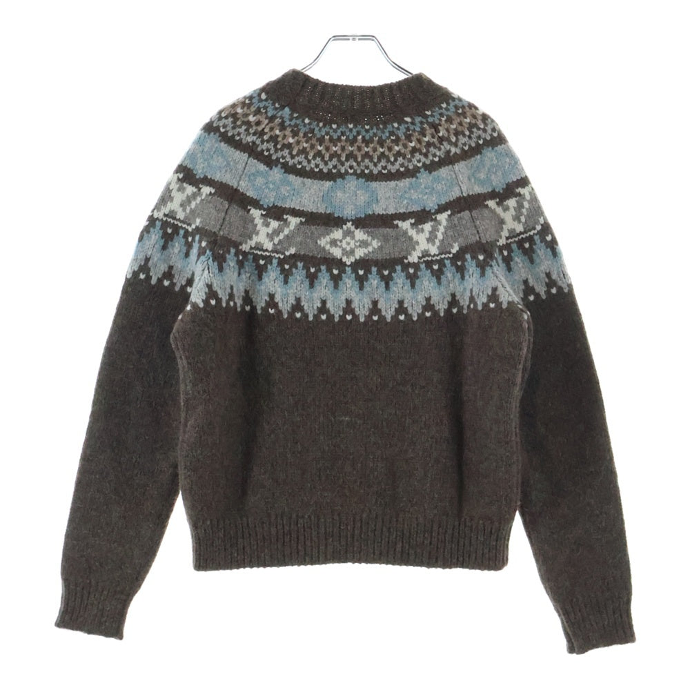 LOUIS VUITTON(ルイヴィトン) グラフィック シグネチャー ノルディック柄 プルオーバーニット セーター ブラウン RW261WW CA3 FUKL25