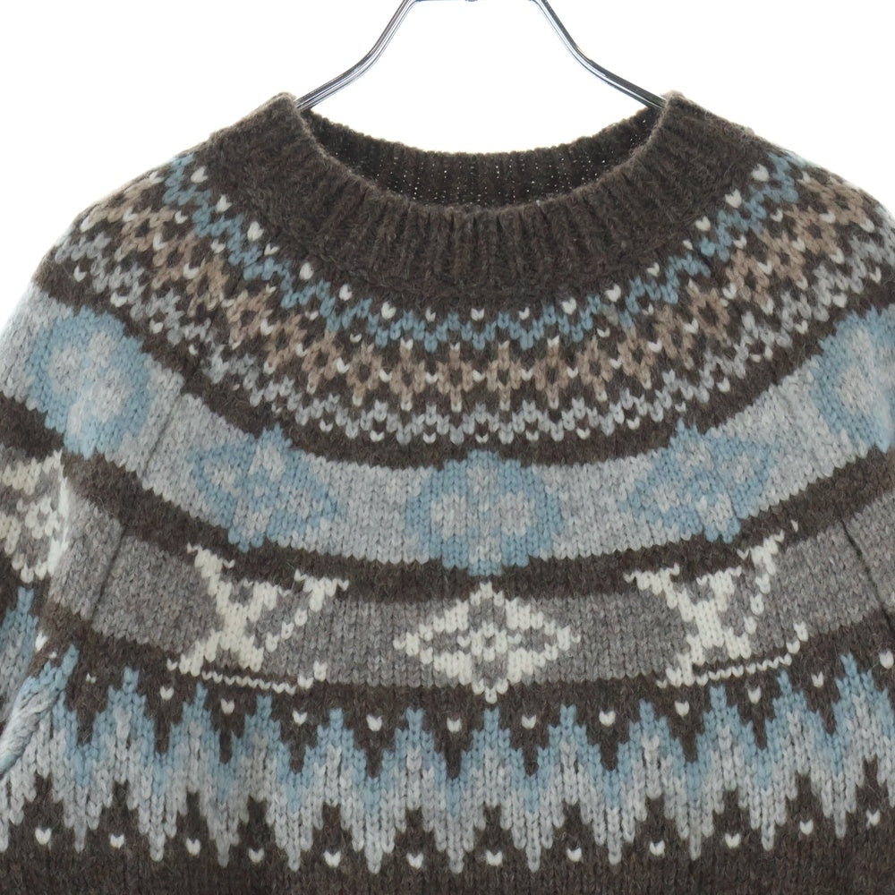 LOUIS VUITTON(ルイヴィトン) グラフィック シグネチャー ノルディック柄 プルオーバーニット セーター ブラウン RW261WW CA3 FUKL25