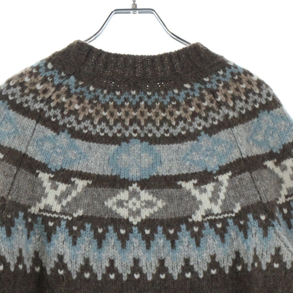 LOUIS VUITTON(ルイヴィトン) グラフィック シグネチャー ノルディック柄 プルオーバーニット セーター ブラウン RW261WW CA3 FUKL25