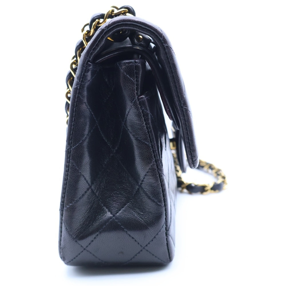 CHANEL(シャネル) マトラッセ23 ココマーク ターンロック ラムスキン レザー Wフラップ Wチェーンショルダーバッグ ブラック ゴールド金具 3番台 レディース