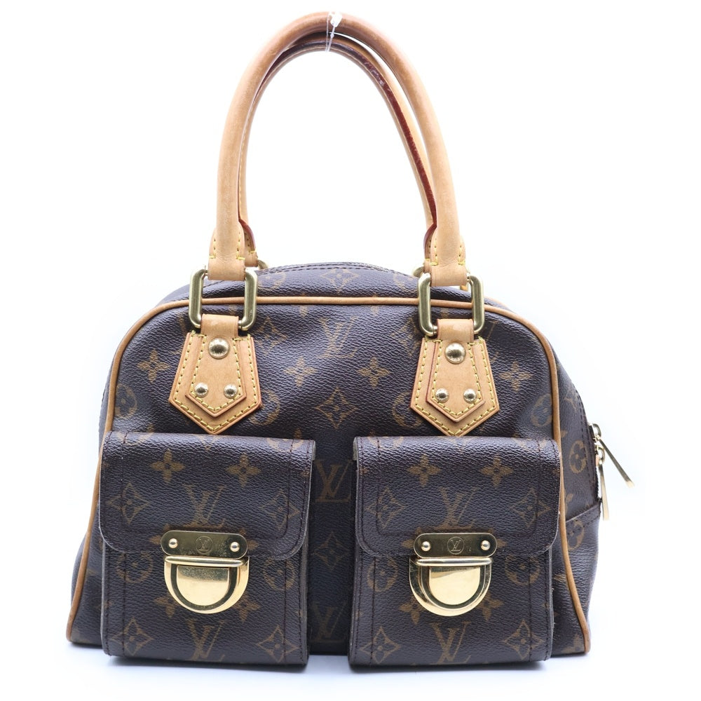 LOUIS VUITTON(ルイヴィトン) モノグラム マンハッタンPM PVC レザー ハンドバッグ ゴールド金具 ブラウン M40026 レディース