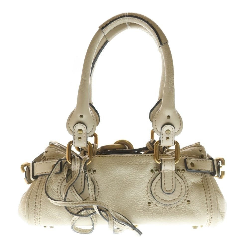 Chloe(クロエ) パディントン ミニ パドロック レザー ハンドバッグ ゴールド金具 アイボリー レディース