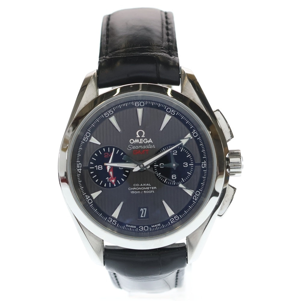 OMEGA(オメガ) シーマスター アクアテラ コーアクシャル GMT 黒文字盤 レザーベルト シルバー/ブラック 231.13.43.52.06.001