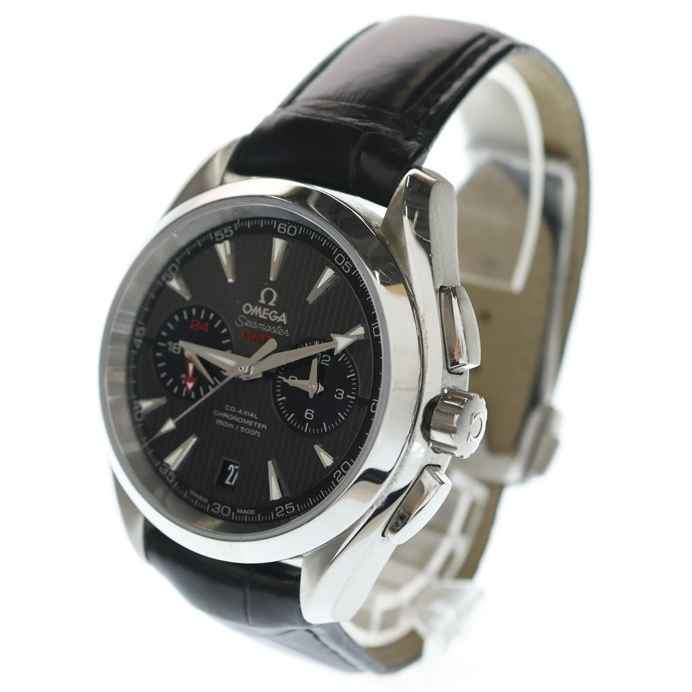 OMEGA(オメガ) シーマスター アクアテラ コーアクシャル GMT 黒文字盤 レザーベルト シルバー/ブラック 231.13.43.52.06.001