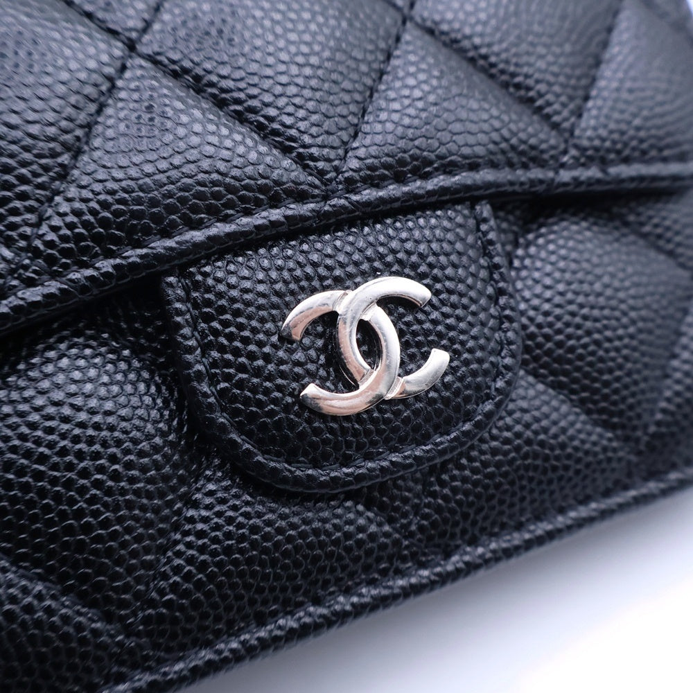 CHANEL(シャネル) クラシック スモールフラップウォレット ブラック キャビアスキン シルバー金具 AP0230 レディース