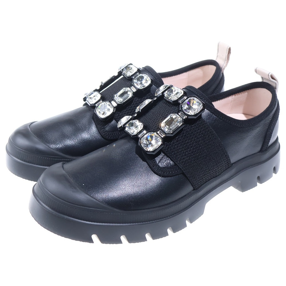 Roger Vivier(ロジェヴィヴィエ) ビジュー装飾 スクエアバックル レザーローカットシューズ ブラック レディース RVW62831070JUSB999