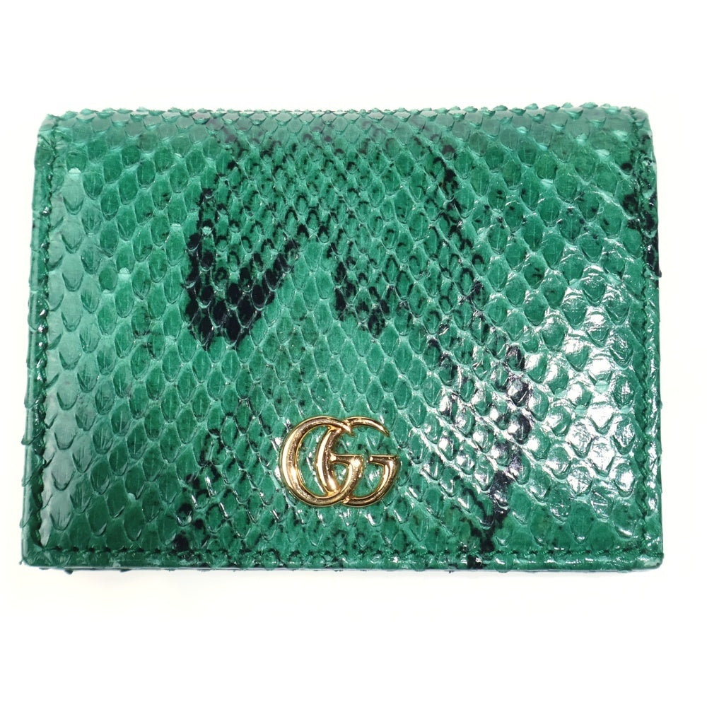GUCCI(グッチ) GGマーモント パイソンレザーコンパクトウォレット 二