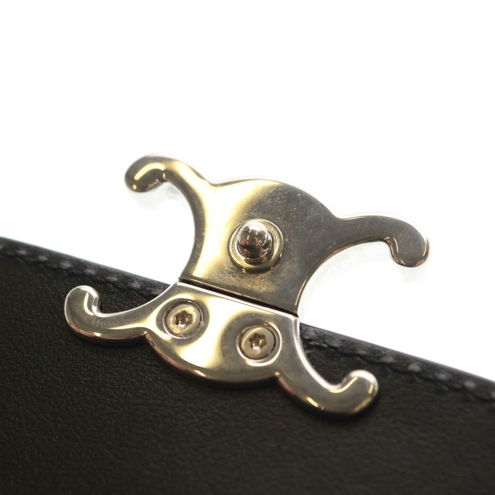 CELINE(セリーヌ) トリオンフ レザーコンパクトウォレット 三つ折り財布 ブラック SV金具 レディース