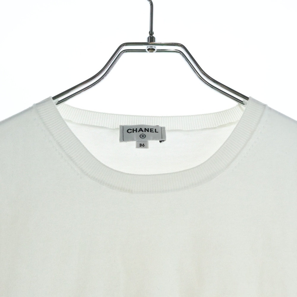 CHANEL(シャネル) クローバーモチーフポケット 半袖ニット ホワイト P77025