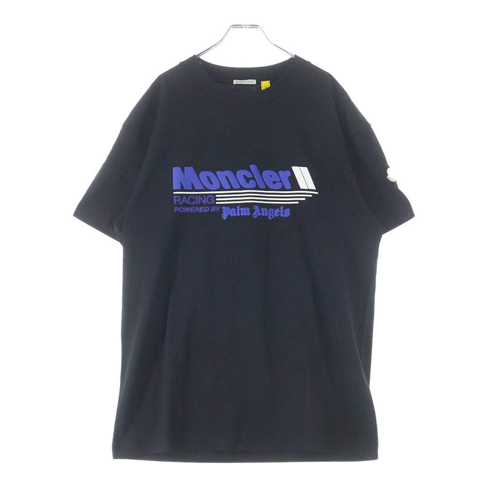 MONCLER GENIUS(モンクレール ジーニアス) ×Palm Angels コラボ ロゴプリントクルーネック半袖カットソー Tシャツ ブラック J209L8C00003