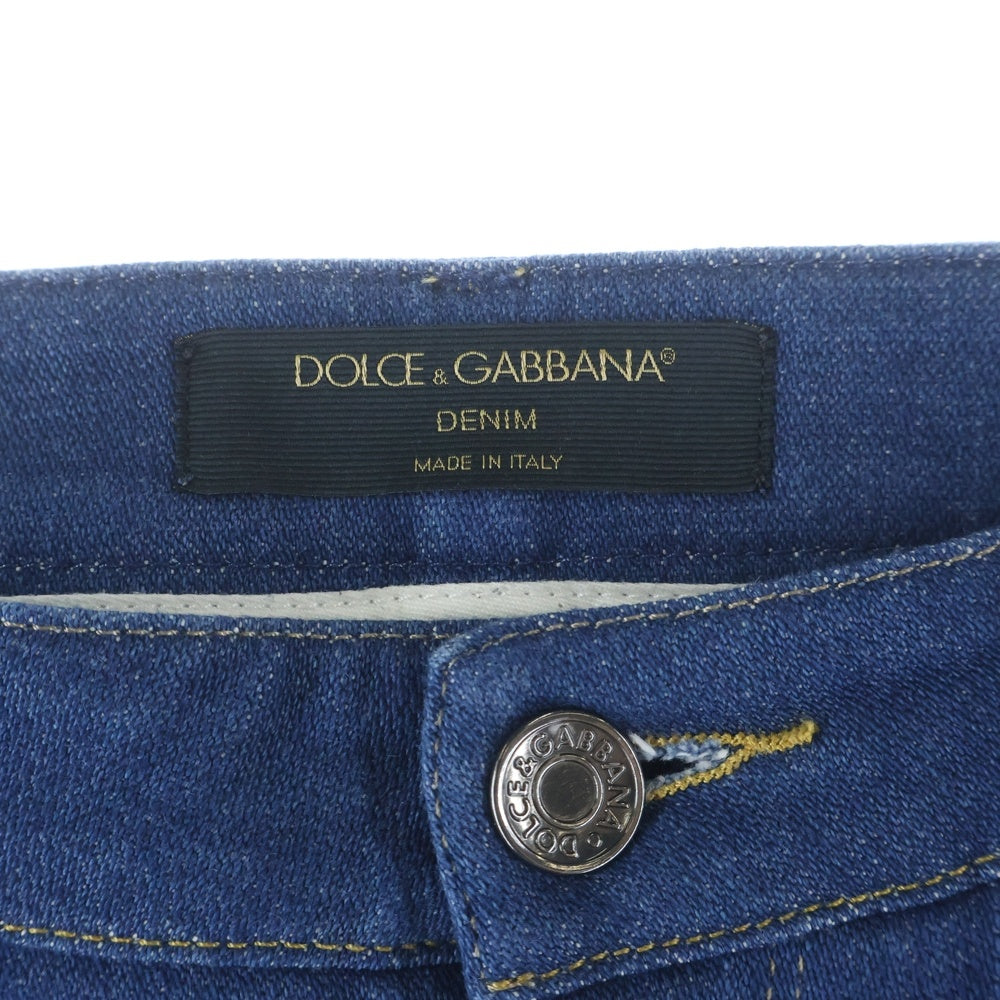 DOLCE & GABBANA(ドルチェアンドガッバーナ) ロゴプレート ストレッチ スリムスキニー デニムパンツ ジーンズ インディゴ レディース FT09XD