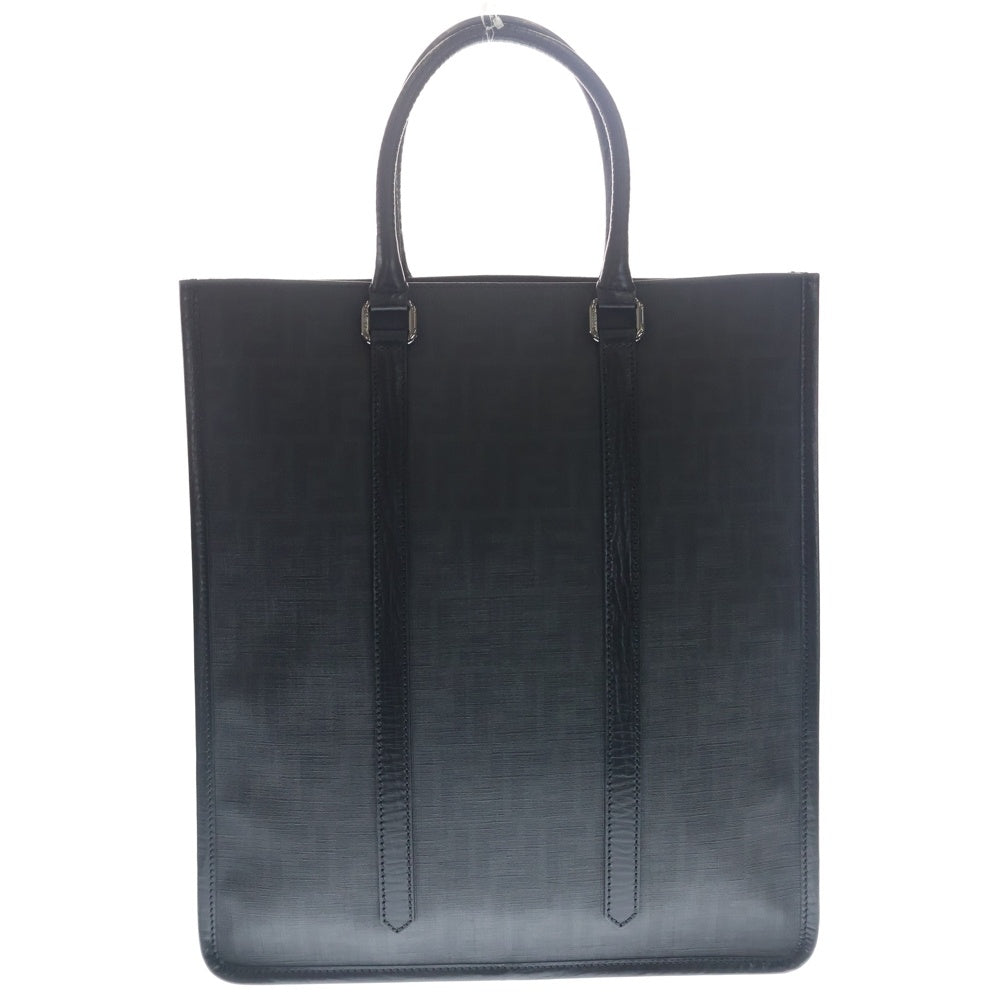 FENDI(フェンディ) ズッカ柄 トートバッグ ハンドバッグ ブラック レザー×PVC シルバー金具