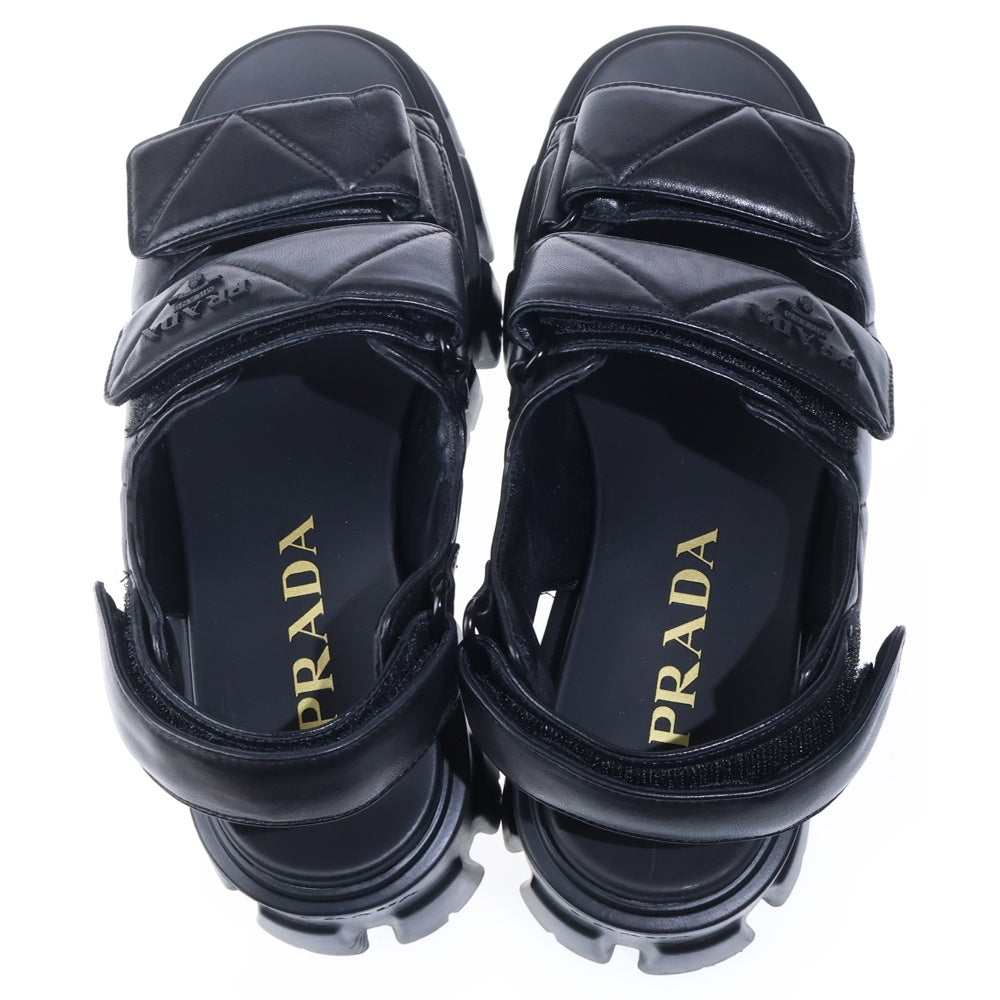 PRADA(プラダ) ■モノリス ナッパレザー サンダル ブラック 37 レディース