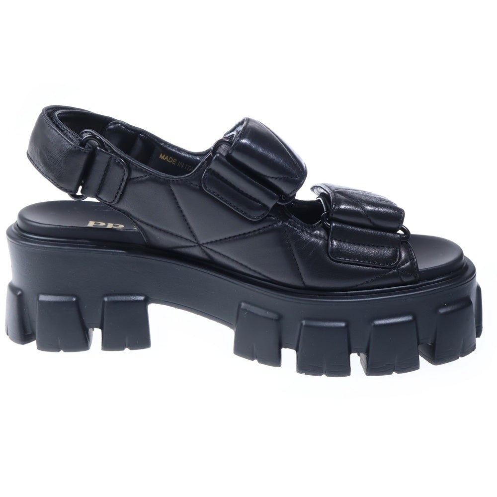 PRADA(プラダ) ■モノリス ナッパレザー サンダル ブラック 37 レディース