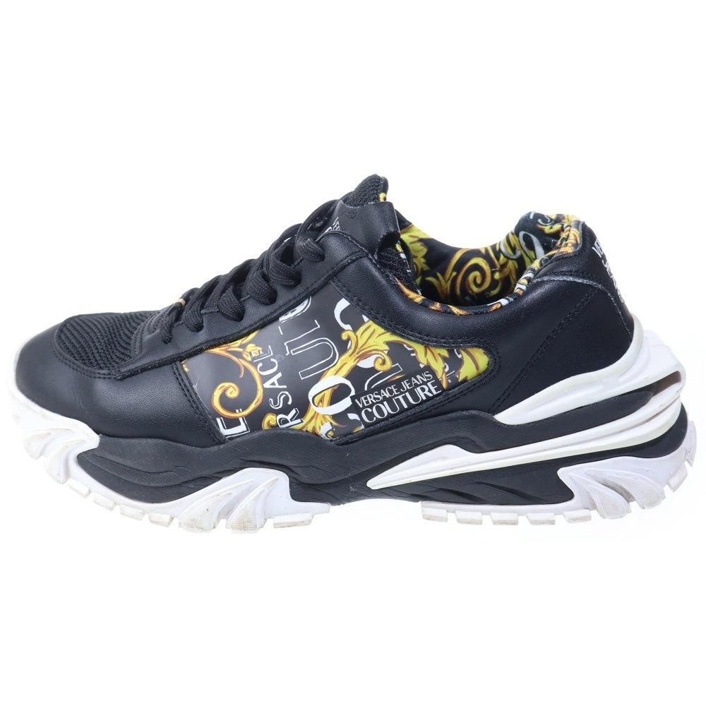 VERSACE ヴェルサーチ ■JEANS COUTURE トレイルトレック チェーンクチュール ローカットスニーカー ブラック VERSACE(ヴェルサーチ) □JEANS COUTURE トレイルトレック チェーン