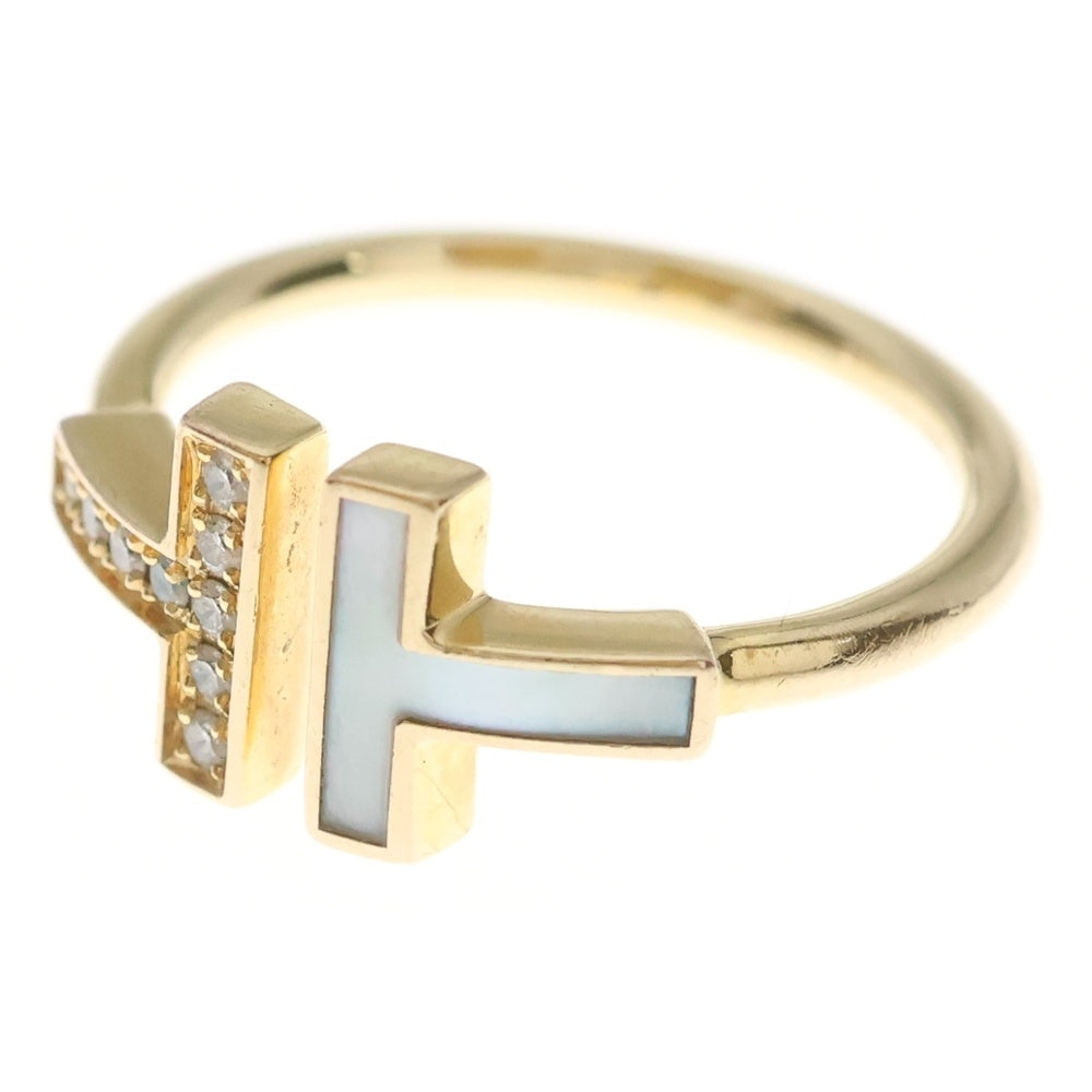 TIFFANY & Co.(ティファニー) Tワイヤー ダイヤ×マザーオブパール リング 指輪 K18YG イエローゴールド
