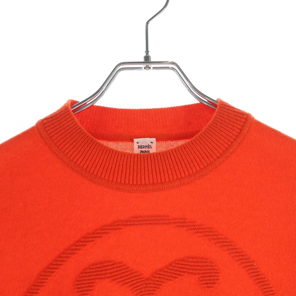 HERMES(エルメス) 23AW Hリフト カシミヤ長袖ニットセーター オレンジ 3H2653D1 レディース