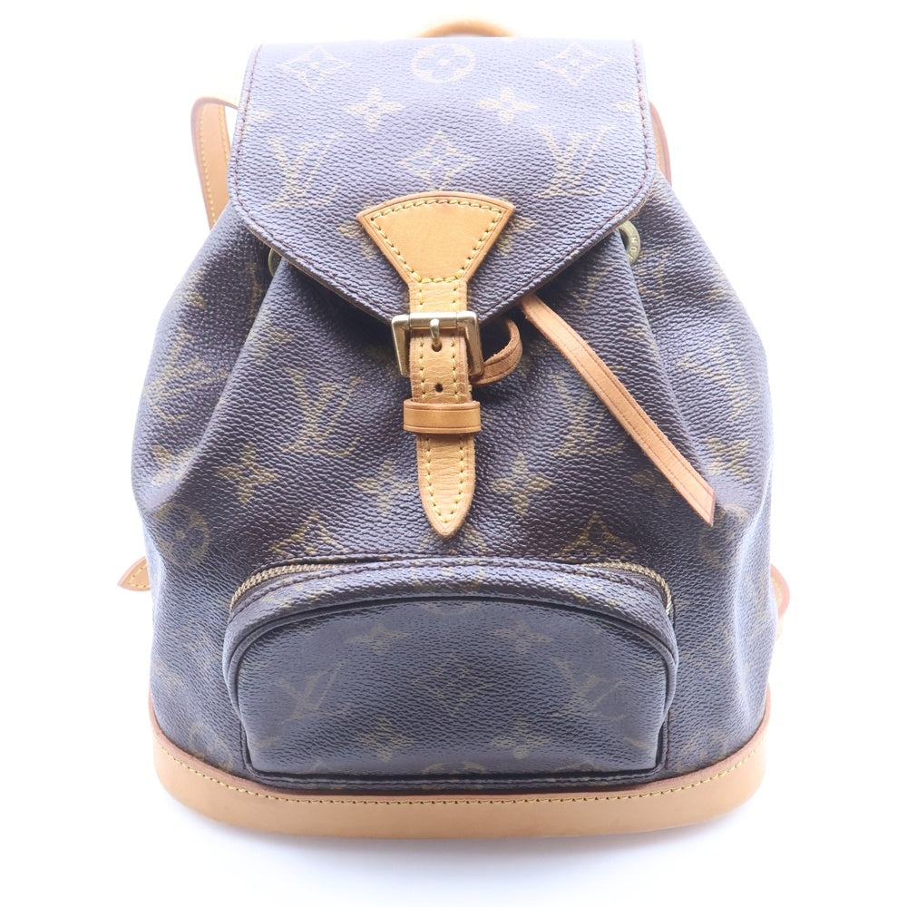LOUIS VUITTON(ルイヴィトン) モノグラム ミニ・モンスリ リュックサック バックパック ショルダーバッグ ブラウン レザー×PVC M51137 ゴールド金具 レディース