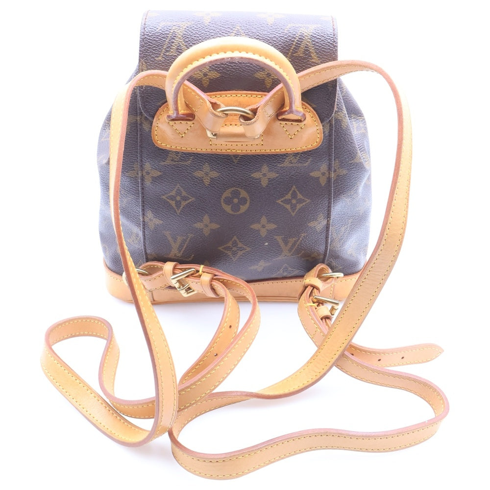 LOUIS VUITTON(ルイヴィトン) モノグラム ミニ・モンスリ リュックサック バックパック ショルダーバッグ ブラウン レザー×PVC M51137 ゴールド金具 レディース