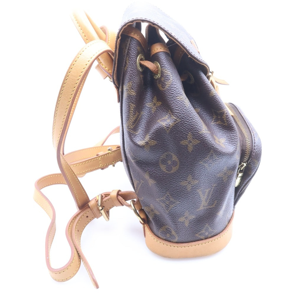 LOUIS VUITTON(ルイヴィトン) モノグラム ミニ・モンスリ リュックサック バックパック ショルダーバッグ ブラウン レザー×PVC M51137 ゴールド金具 レディース