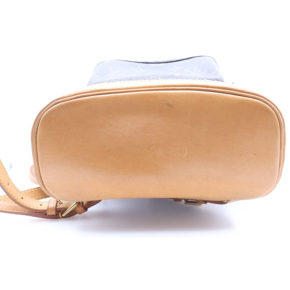 LOUIS VUITTON(ルイヴィトン) モノグラム ミニ・モンスリ リュックサック バックパック ショルダーバッグ ブラウン レザー×PVC M51137 ゴールド金具 レディース