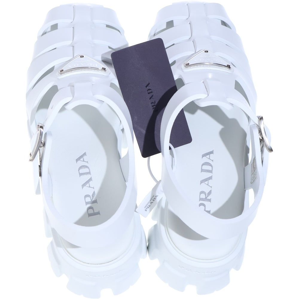 PRADA(プラダ) モノリス ラバーサンダル ホワイト レザー 靴 レディース