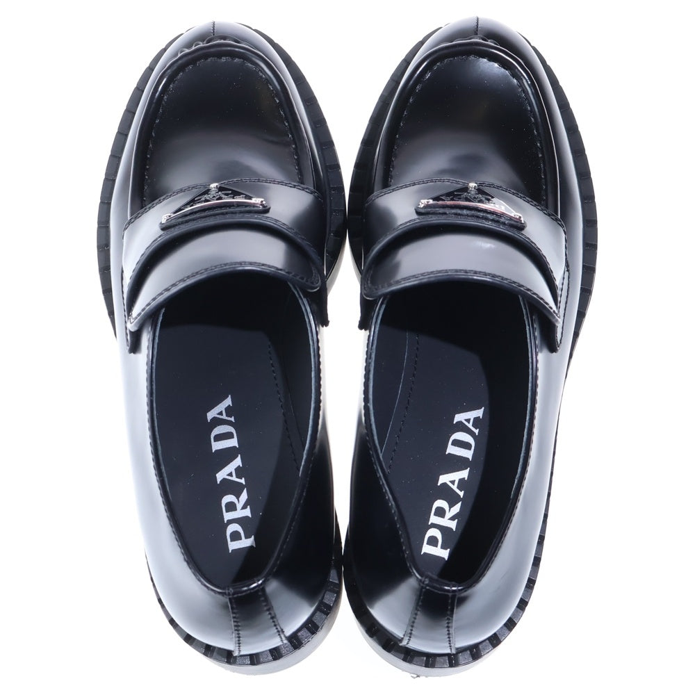 PRADA(プラダ) トライアングルロゴプレート チョコレート ブラッシュドレザーシューズ ブラック 1D246M レディース