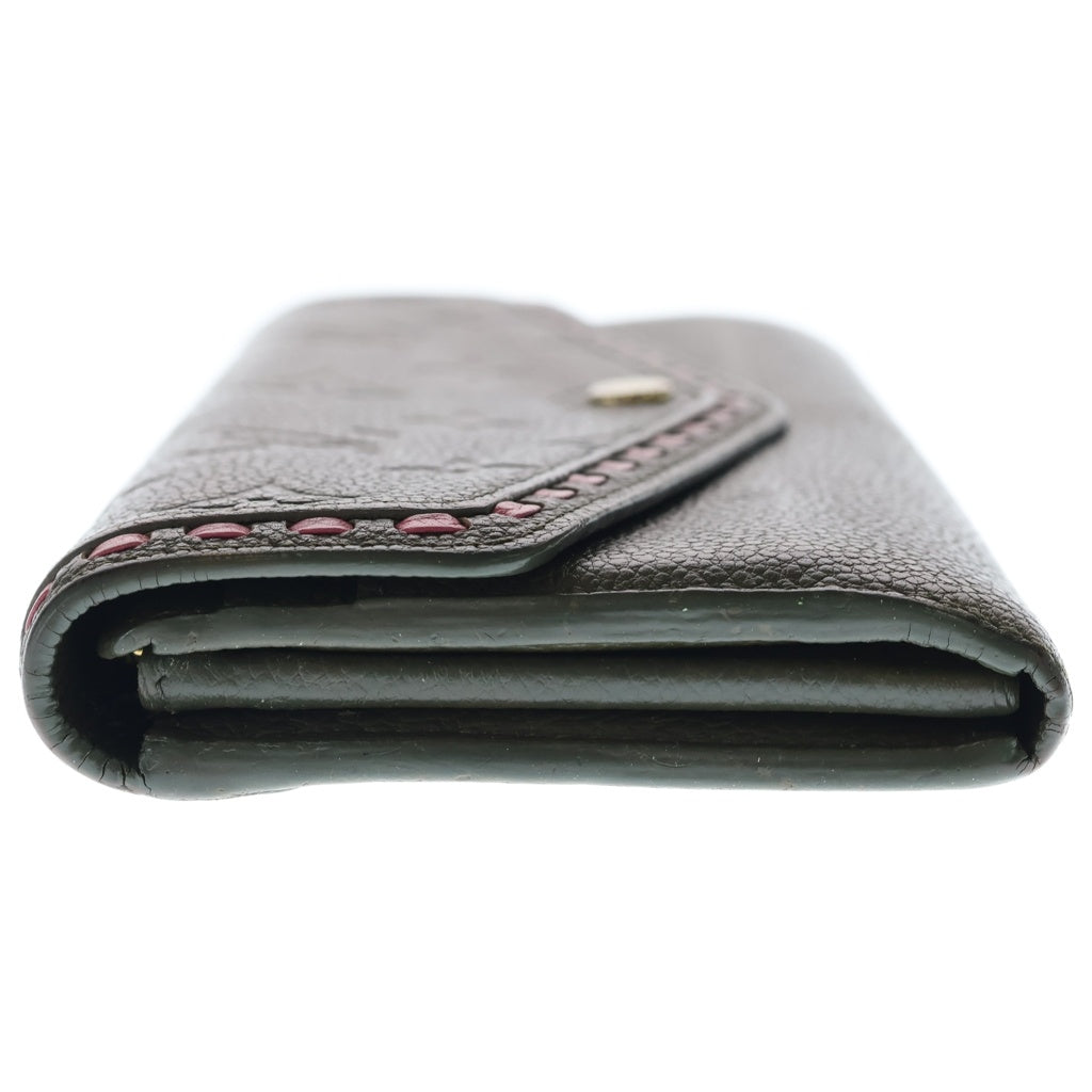 LOUIS VUITTON(ルイヴィトン) アンプラント ポルトフォイユ・サラ ロングウォレット カードケース 長財布 カーキ×ピンク レザー M64814 ゴールド金具 レディース