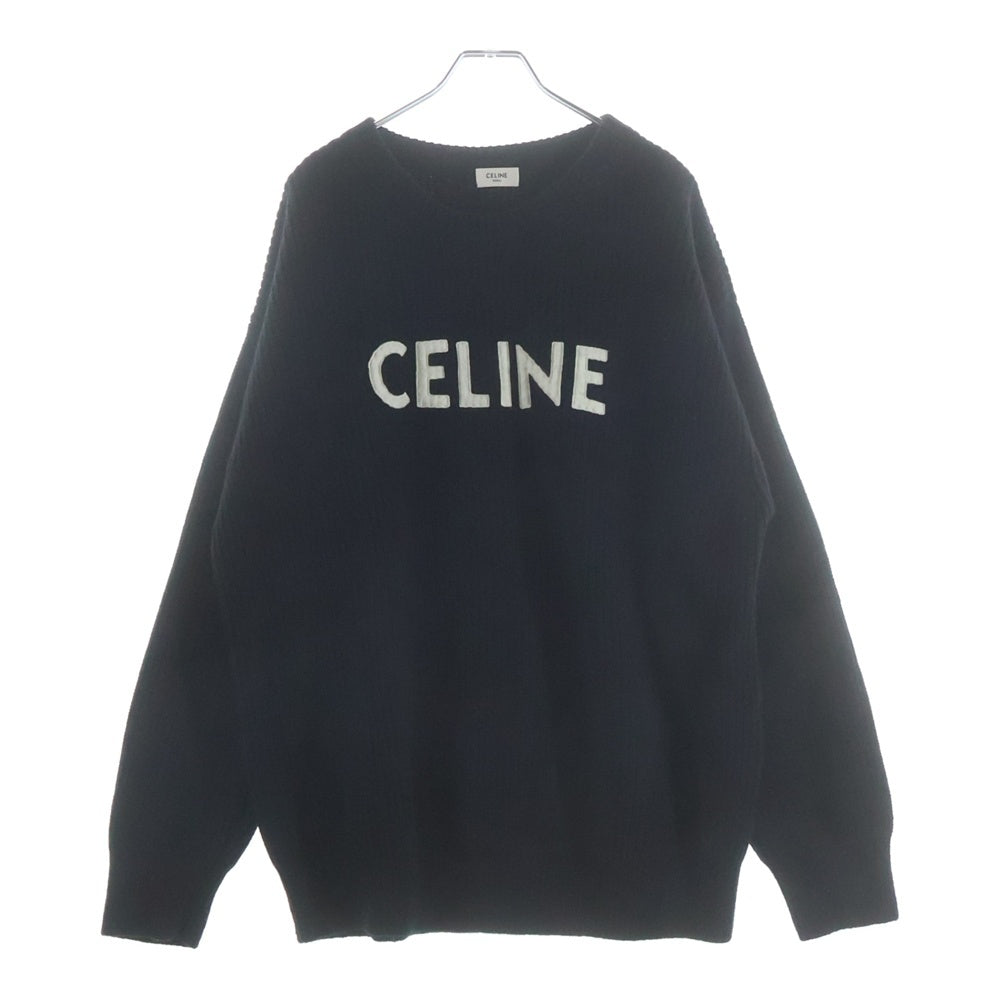 CELINE(セリーヌ) 21AW Embroidery Over Size Sweater ロゴエンブロイダリー オーバーサイズニットセーター ブラック 2A19R423P レディース
