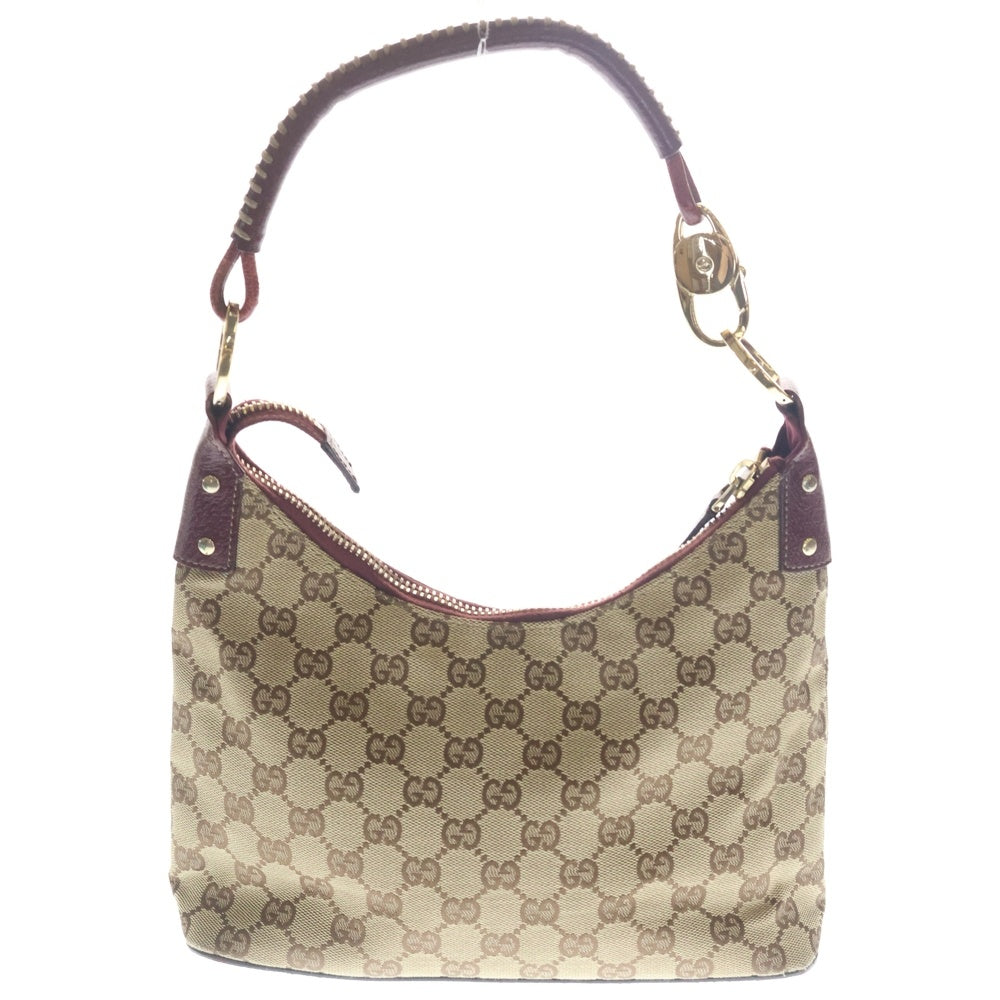 GUCCI(グッチ) GGキャンバス ショルダーバッグ ハンドバッグ ベージュ×ボルドー キャンバス×レザー 115002 ゴールド金具 レディース