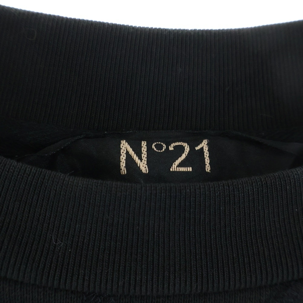 N21 numero ventuno(ヌメロ ヴェントゥーノ) ロゴプリント クルーネック プルオーバースウェット トレーナー ブラック P21IN1M レディース