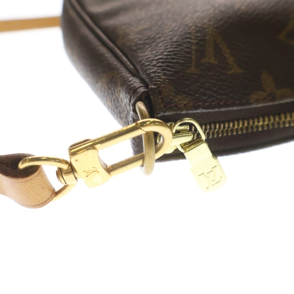 LOUIS VUITTON(ルイヴィトン) モノグラム ポシェットアクセソワール ショルダーバッグ ミニバッグ ポーチ ブラウン レザー×PVC M51980 ゴールド金具 レディース